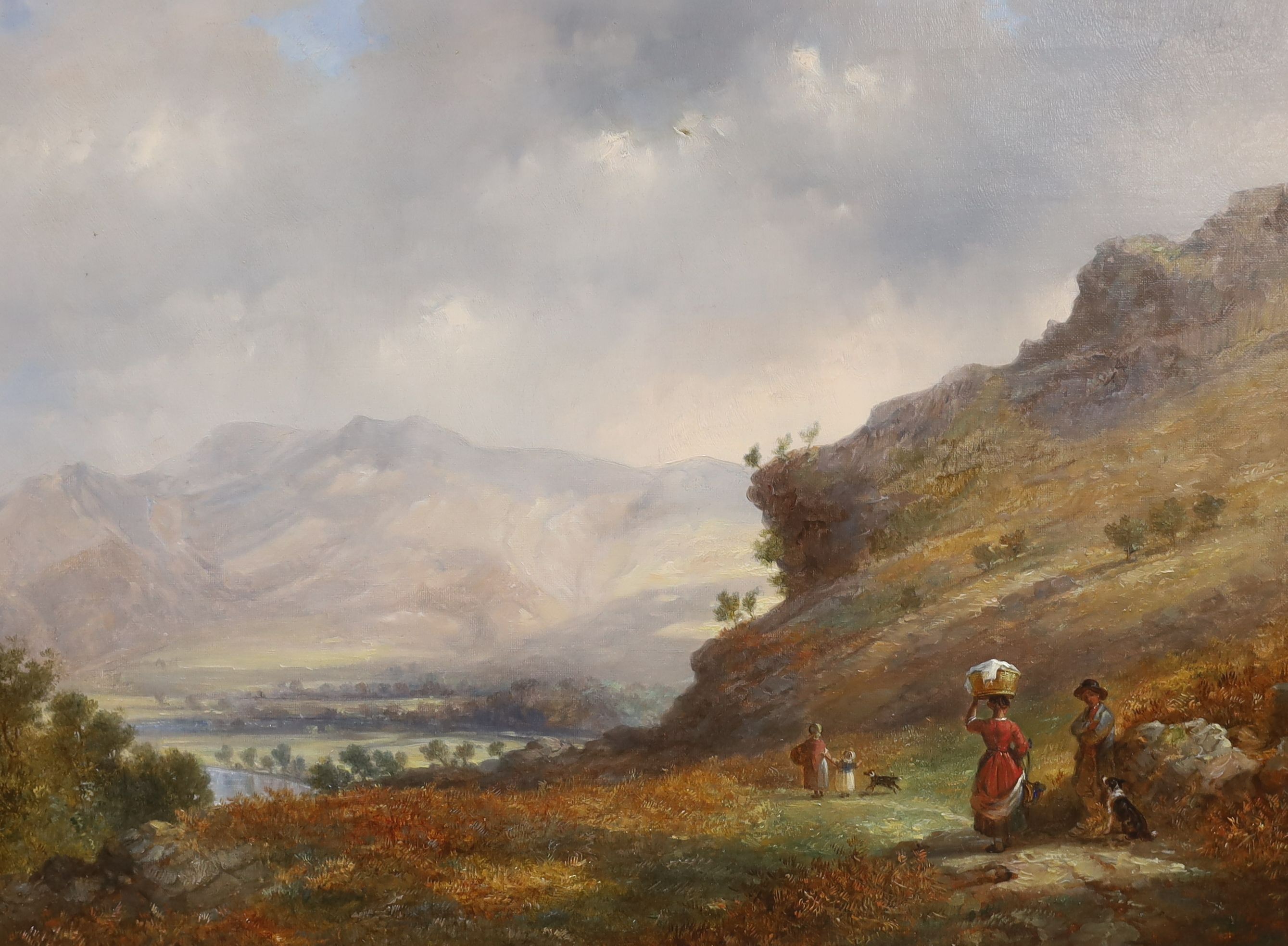 Frederick H Henshaw (1807-1891), oil on canvas, 'A wash day in Wales', 37 x 50cm